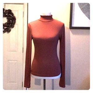 Crisp Air Mock Neck Top-Rust